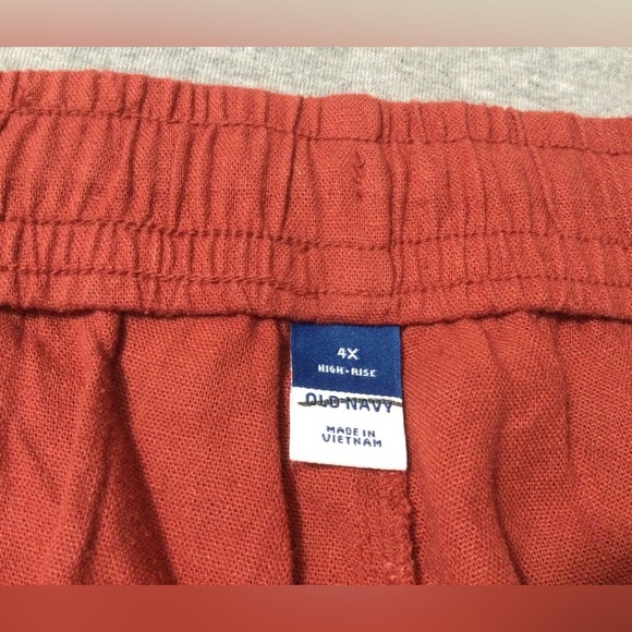 Old Navy High-Waisted Linen-Blend Shorts Fired Clay Red Size 4X NWOT - Picture 3 of 6
